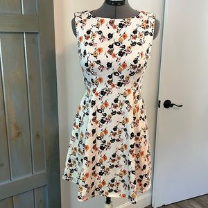 French Connection Fit & Flare Dress White Floral Pattern